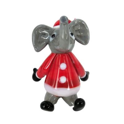 China Christamas House Decoration& Gifts Holiday Christmas Decorative Cute Glass Elephant Animated Figurines for sale