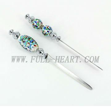 China Murano Glass Multicolor Beaded Letter Opener Murano Glass Paper Letter Opener for sale