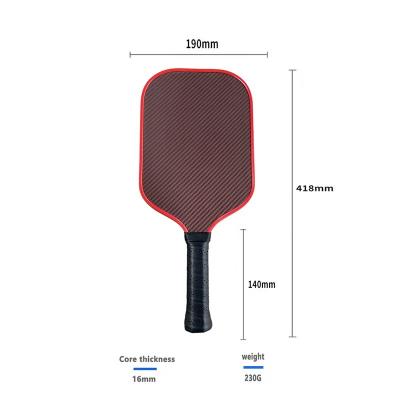 China Graphite Kevlar Core Pickleball Paddle 16mm Red Paddle Ball Rackets With Hot Press End for sale