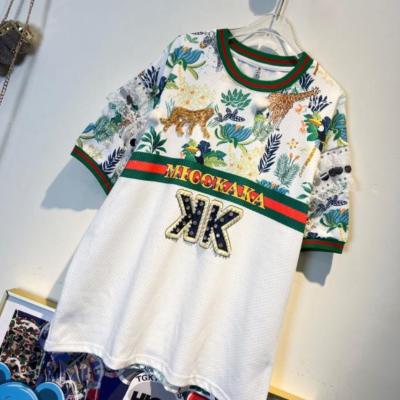 China Viable New 2022 Wholesale Women's Summer T-shirt Loose Cartoon Printed T-shirt Diamond Short Sleeve Tee Tops Fashion Streetwear for sale