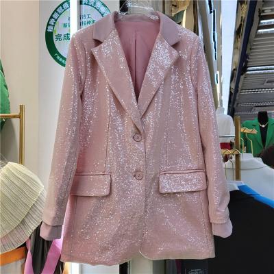 China 2022 New Fashionable Ladie's Sequins Jacket Breathable Spring Suit Suits Coats For Women's Elegant Fashion Women's Long Sleeve Blazer for sale