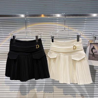 China 2022 New Viable Ladie's Spring Metal Buckle Fashion Pleated High Waist Shorts Skirts A Line Double Pockets Elegant Women's Skirts for sale