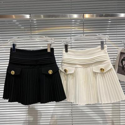 China 2022 new workable pleated skirt metal buckle pocket woman double spring pleated skirt high waist fashion short skirt for women for sale