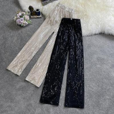 China Viable Spring Autumn New Loose Casual Wide-Leg Pants Slim High Waist Wide-Leg Pants Fashionable Sequin Wide-Leg Pants For Female for sale