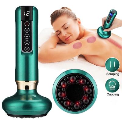 China Scraping + Cupping Massage 12 Speeds Led Display Electric Intelligent Cupping Infrared Heat Guasha Massage Tool Therapy Massager for sale