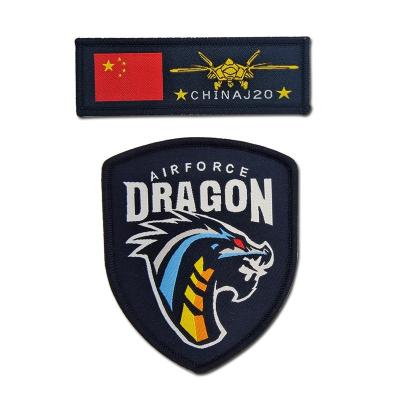 China Machine Weaving J20 Tactical Badge J-20 Light Armband Woven Mark Magic Sticker Cloth Fan Arm Embroidery Hook and Loop Patch for sale