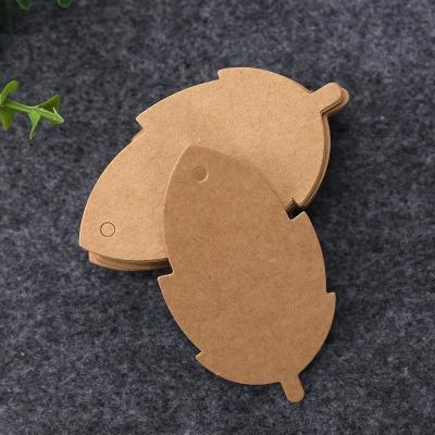 China Sustainable Leaf Shaped Blank Paper Tags Small Goodie Product Hang Tag Garment Shoes Bags Accessories Kraft Paper Card Decoration for sale