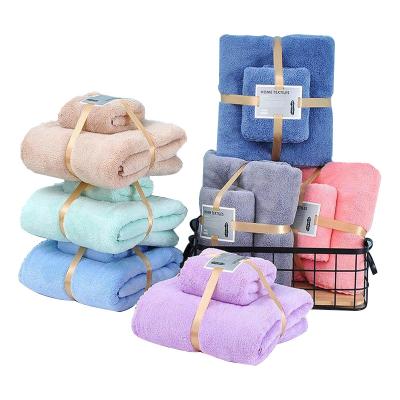 China High Grade Child Safe Home Spa Coral Velent Thickened Microfiber Two Piece Bath Towel Set Towel Bath Towel Wholesale for sale