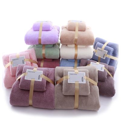 China China Factory Wholesale Cheap Gift Kids Safe Soft Absorbent Face Towel Microfiber Coral Fleece Cation Bath Towel Set Towel for sale