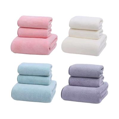 China Wholesale Cheap Gift Kid Safe Soft Quick Dry Absorbent Face Towel Microfiber Coral Fleece Cation Bath Towel Set Towel for sale