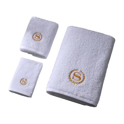 China Customized Embroidered Luxury 100% Towels Hotel Kids Safe Logo Spa Cotton Bath Towel White Towels Sets For for sale