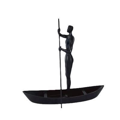 China China Style Simple Home Furnishings Black Metal Rowing Man Home Decorations for sale