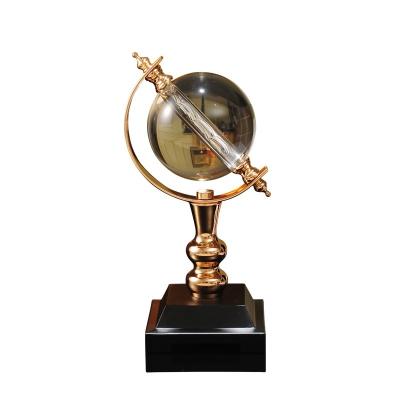 China Metal House Model Soft Decoration Ornaments Living Room Study Crystal Ball Globe Metal Opens Furnishing for sale