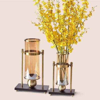 China European creative wholesale marble furnishings dry flower arrangement vase home decor in Europe glass decoration table ornaments for sale