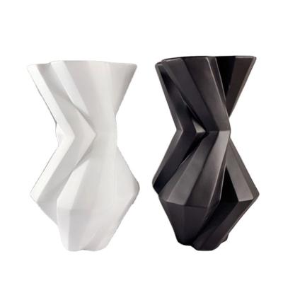 China China Nordic Black And White Geometric Pattern Soft Twist Flower Vase Room Sale Office Decoration for sale