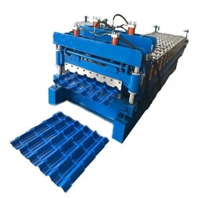 China Hotels Colored Iron Sheet Glazed Tile Roofing Panel Making Roll Forming Machine for sale