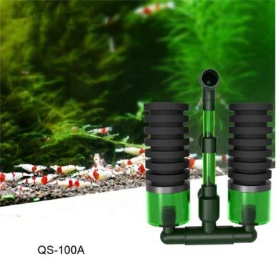 China QS-100A Aquarium Viable Air Aquarium Bio Sponge Filter With Filtration Media Container for sale