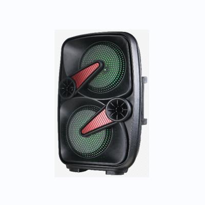 China PORTABLE Cart Outdoor Speakers Dual 6.5 Inch BT Microphone With LED Light Speaker for sale