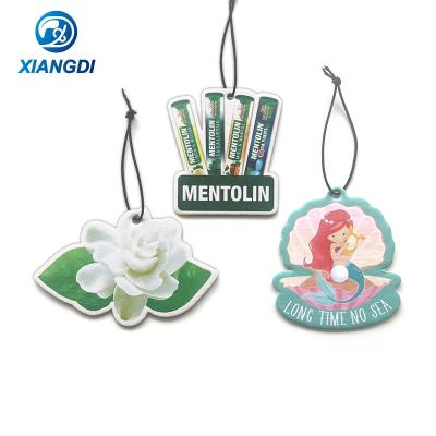 China Factory Sustainable Hanging Die Cut Air Freshener Hanging Gift Fashion Flowers Perfume Car for sale