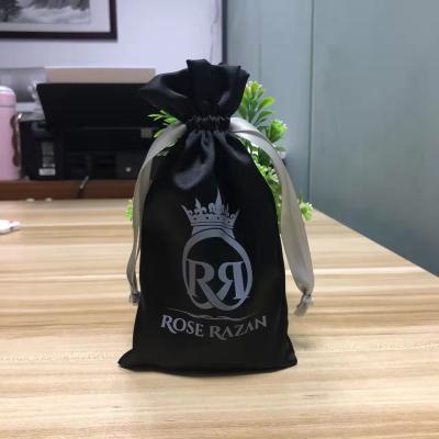 China Custom Logo Printed Luxury Silk Gift Drawstring Bags Packaging Dust Bag Jewelry Silk Bag for sale