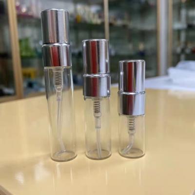 China Custom 2ml 3ml 5ml Cosmetic Wholesale Plastic Aluminum Glass Spray Black Empty Perfume Tester Bottle With Silver/Gold/Black Pump for sale