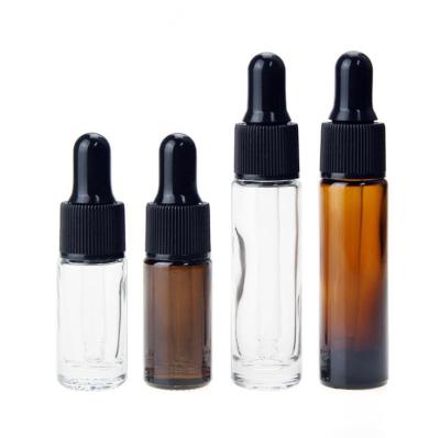 China 5ml Cosmetic 10ml Amber / Clear Thick Glass Dropper Bottle For Essential Oil / Perfume for sale