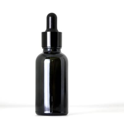 China Cosmetics in stock! hot sales 5ml 10ml 15ml 20ml 30ml 50ml 100ml glossy/shiny black glass dropper bottle for essential oil for sale