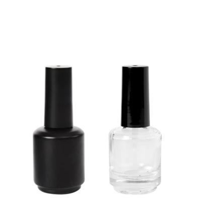 China Matte 15ml Cosmetic / Glossy Black Clear Empty Glass UV Gel Nail Polish Bottle With Brush for sale