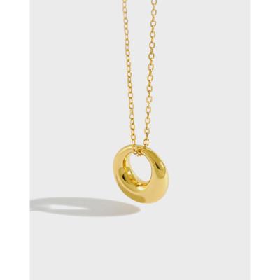 China Fashion S925 Ring Circle Necklace Silver Chains Pure Korean Minimalist Geometric Vintage Silver Chains for sale