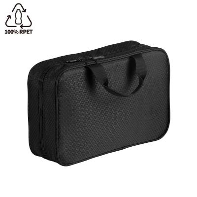 China Custom Eco Friendly Water Resistant RPET Fashion Travel Full Size Toiletry Make Up Hanging Organizer Bags for sale