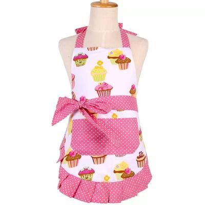 China RESURE Cotton Cute Aprons For 2-5 Years Kids Girls Cupcake Pattern Kids Apron Tall For Girls Mess Girls Kids Apron for sale