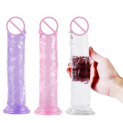 China Big Phallus Crystal Phallus Strip Soft Female Masturbator Imitation Clear Eggless Glue Adult Products Phallus Band ZG for sale