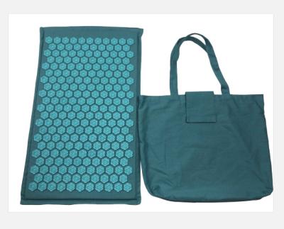 China Portable Eco-friendly health massage yoga cotton material spike therapy acupressure massage mat with bag set Turquoise for sale