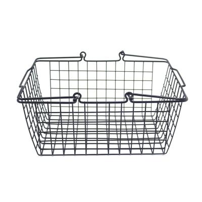 China Sustainable Storage Baskets Steel With Black Color Metal With Handle Wire Basket Aceptable 1000pcs Multifunctional for sale