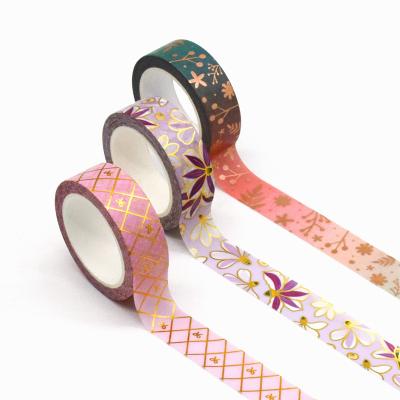 China Waterproof Box Foil Glitter Washi Tape For Gift Wrapping Gray Gold Waterproof Acrylic Washi Tape OEM Custom Printed Washi Paper Masking for sale