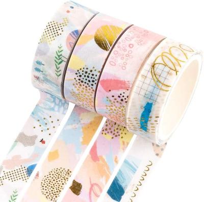 China Waterproof Custom Make Scrapbook Printed Holographic Washi Tape Gold Foil for sale