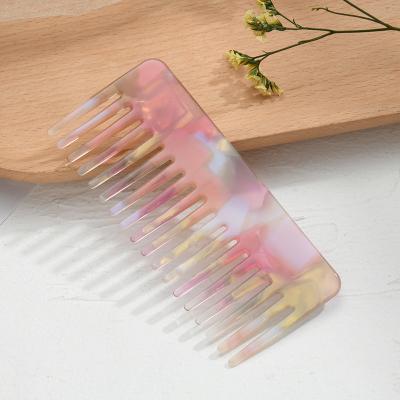 China Custom Wide Tooth Cellulose Acetate Tooth Comb NiceLuk Acetic Acid Salon Anti Detangle Hair Comb Leopard Static Portable Cushion Marble for sale