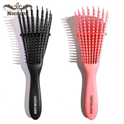 China Waterproof Pink Custom Bristle Curly Hair Comb and Detangling Brush Detangler Hair Brush Set for Hair Makers Women for sale