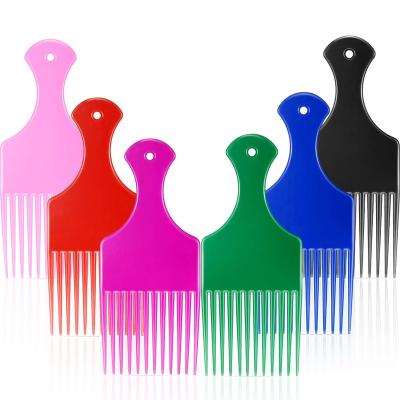 China Salon Hairdresser Plastic Custom Styling Wide Tooth Detangling Afro Hair Pick Comb Set With Custom Logo for sale