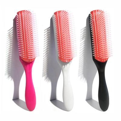 China Natural Cushion Paddle Paddle 9 Row Hair Detangler Comb Brush With Logo Packing Wholesale for sale