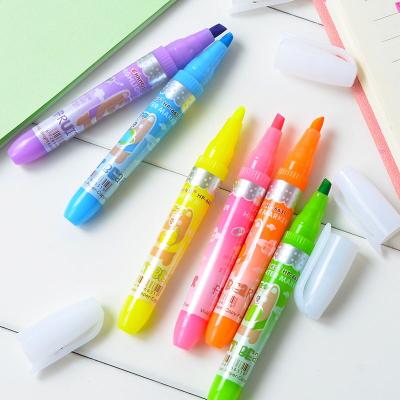 China Highlighting Pen Creative Pastel Effect Highlighter Pen Stationery Gift Marker Pen Color Highlighter Cute Fluorescent Pen For School Office for sale