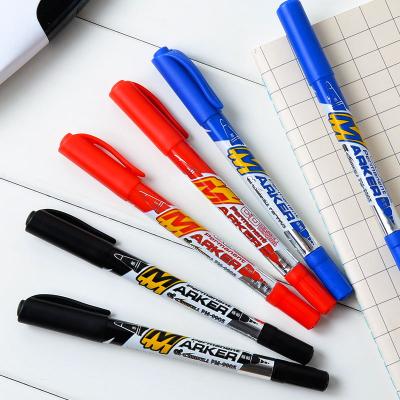 China Double heads use high quality non-toxic functional waterproof double side writing permanent marker pen wholesale for school office for sale