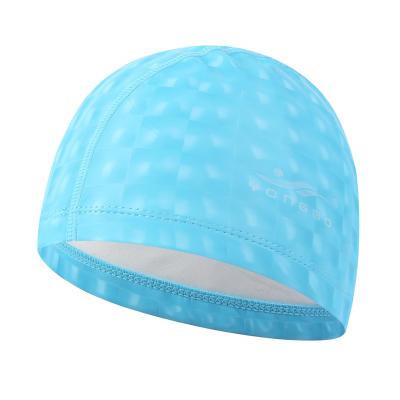 China impermeable oreja larga protección del pelo natación piscina natación gorras nuevo cubo de agua rejillas adultos PU som for sale