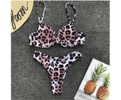 China Womail Alluring Biquini Leopard Printed Bikini Push-Up Padded Swimwear Women's for sale