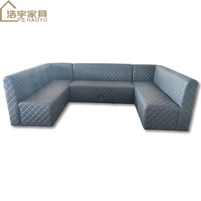 China New modern design customized sofa set for club U shape business caffe gray leather club sofa for sale