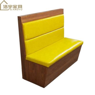 China Modern Yellow Leather Restaurant Sofas High Back Seat Restaurant Two Seat Booth Sofa for sale