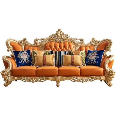 China Classic Leather Sofa Tufted , Hand Craved Classic Sofa , Violin Leather Sofa for sale