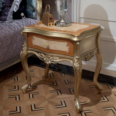 China Latest Solid Wood Luxury Bedroom Nightstand With Table Classic Bedroom Furniture Solid Wood Bedside Furniture Wood Home Antique for sale