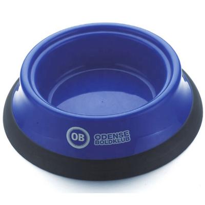 China Sustainable Anti Slip Round Big Blue Plastic Pet Bowl With Rubber Bottom for sale