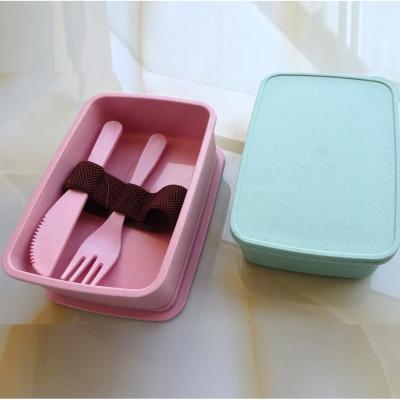 China Sustainable Bamboo Fiber Lunch Box With Cutlery for sale